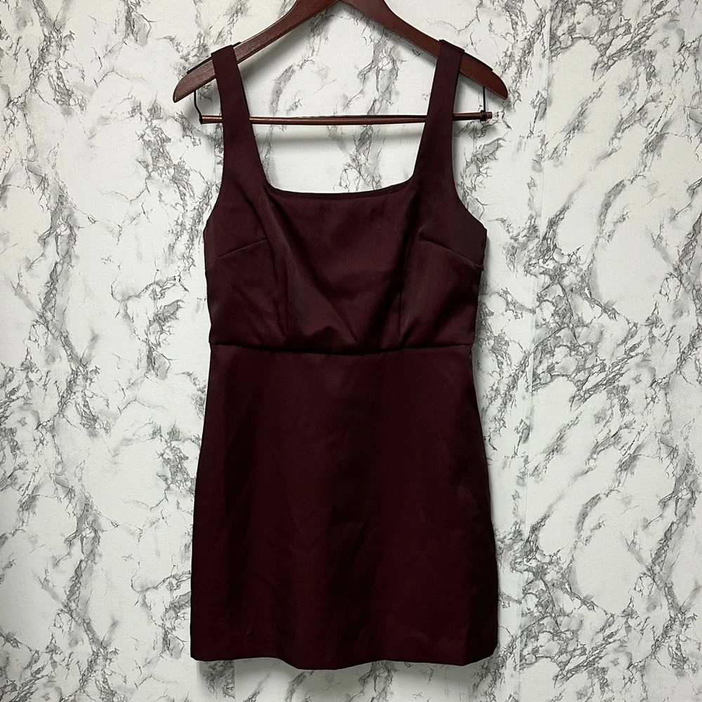 A New Day Women’s Heavy Satin Mini Dress Burgundy Size 8